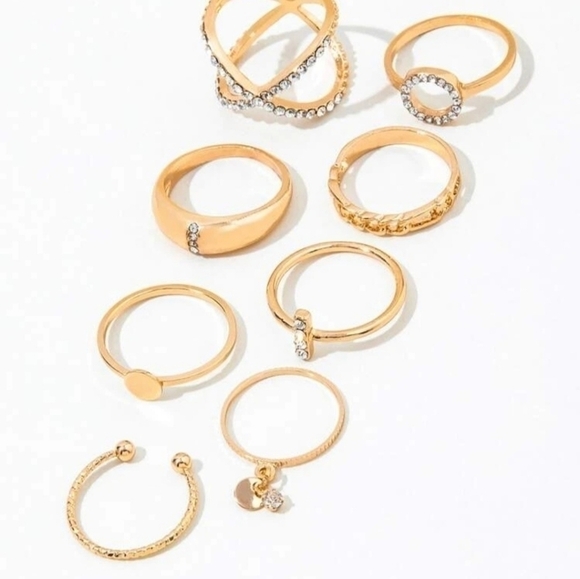 8pcs Rhinestone Stylish Rings - Picture 3 of 5